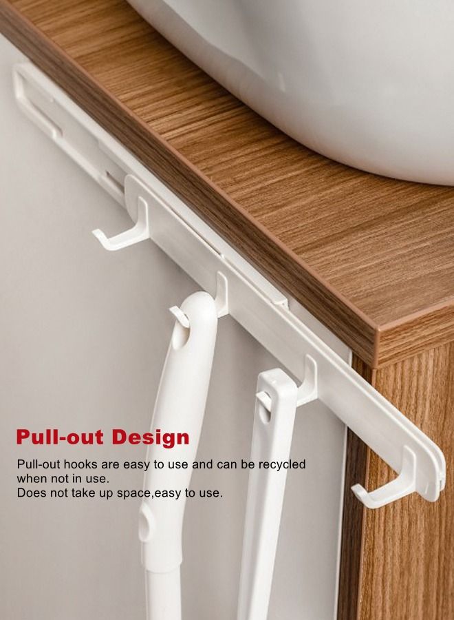 WooFree Retractable Hook Self Adhesive Pull Out Hanging Rack 4 Hooks - Image 2