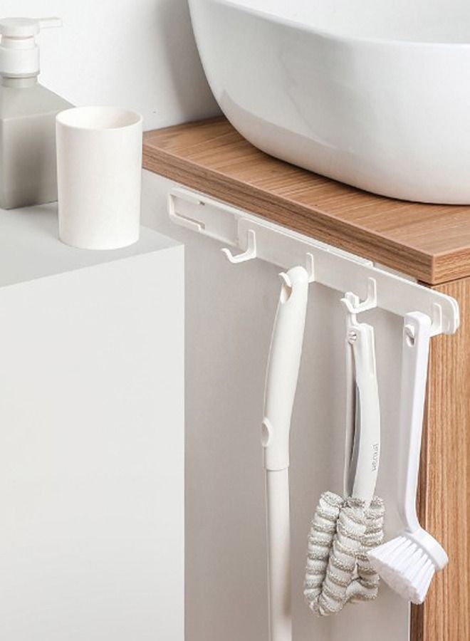 WooFree Retractable Hook Self Adhesive Pull Out Hanging Rack 4 Hooks - Image 1