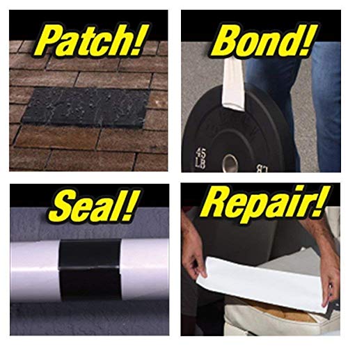Zaffron Zaffron Flex Tape PVC Rubberized Waterproof Tape Water Leakage Seal Silicon Sealant Super Strong Adhesive Tape For Water Tank Sink Sealant for Gaps 4" x 5' Black  - Image 3