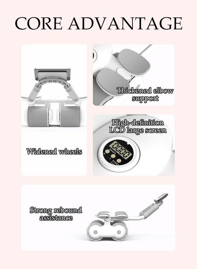 DUNISO عجلة تمارين البطن، عجلة تمارين البطن مع دعم للكوع، عجلة تمارين البطن مع دعم للكوع وحامل للهاتف المحمول ومؤقت، قوية ومتينة، لتمارين البطن الفعالة - Image 2