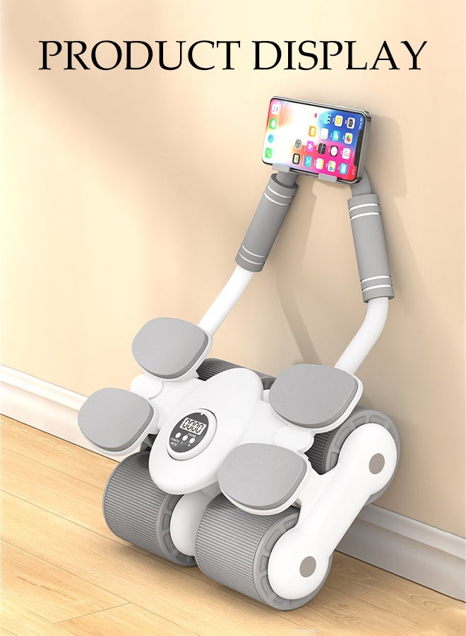 DUNISO عجلة تمارين البطن، عجلة تمارين البطن مع دعم للكوع، عجلة تمارين البطن مع دعم للكوع وحامل للهاتف المحمول ومؤقت، قوية ومتينة، لتمارين البطن الفعالة - Image 4