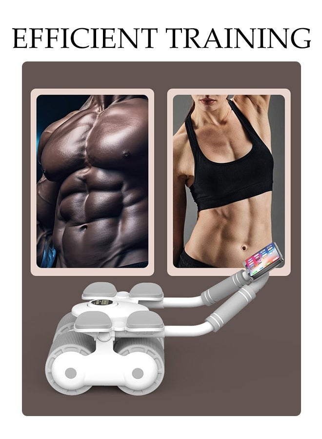 DUNISO عجلة تمارين البطن، عجلة تمارين البطن مع دعم للكوع، عجلة تمارين البطن مع دعم للكوع وحامل للهاتف المحمول ومؤقت، قوية ومتينة، لتمارين البطن الفعالة - Image 3