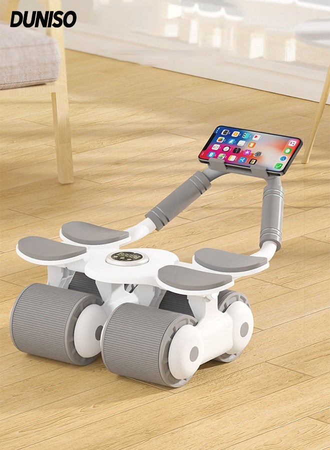 DUNISO عجلة تمارين البطن، عجلة تمارين البطن مع دعم للكوع، عجلة تمارين البطن مع دعم للكوع وحامل للهاتف المحمول ومؤقت، قوية ومتينة، لتمارين البطن الفعالة - Image 1