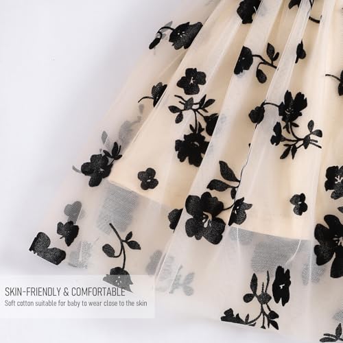 TENTIDE Baby Girl Butterfly Dress Tutu Ruffle Sleeveless Dresses Photograph Party Outfits Birthday Gift(3-6 Months, Black Flower) - Image 5