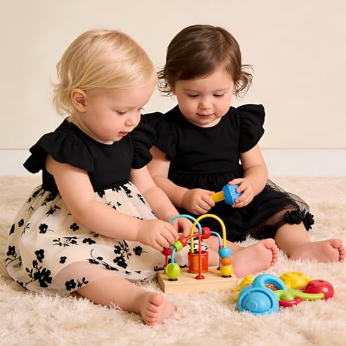 TENTIDE Baby Girl Butterfly Dress Tutu Ruffle Sleeveless Dresses Photograph Party Outfits Birthday Gift(3-6 Months, Black Flower) - Image 3