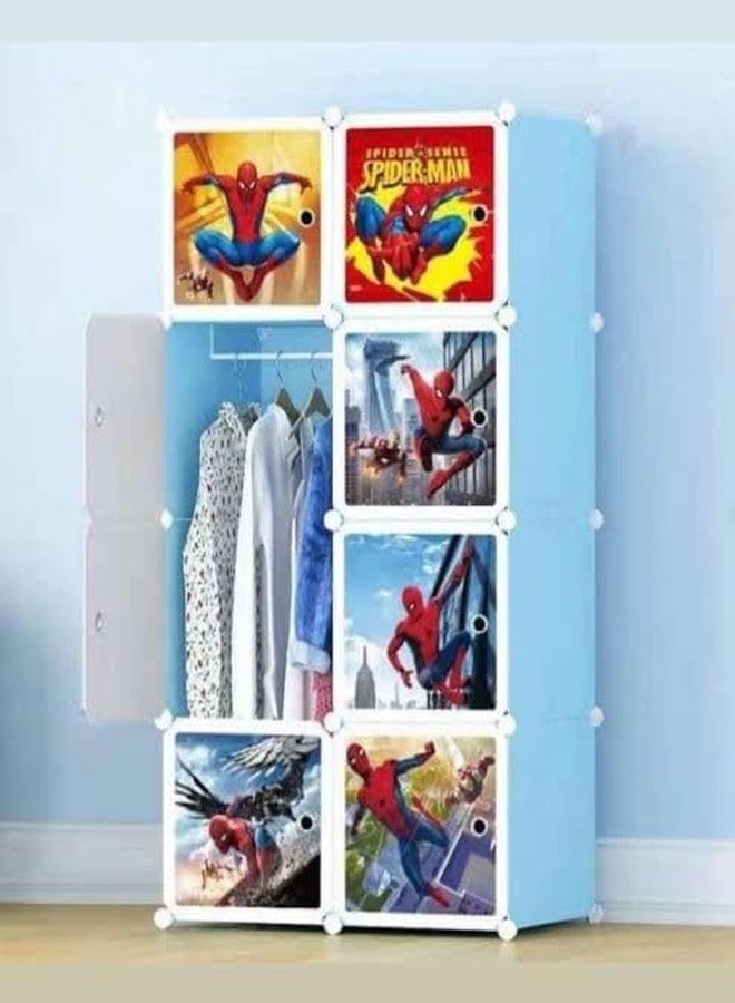 richtots Premium Multi-Purpose Organizer | 𝐊𝐢𝐝𝐬 𝐏𝐥𝐚𝐬𝐭𝐢𝐜 Modular Storage Rack for Clothes | Space-Saving Collapsible Wardrobe for Clothes【Blue, 8-Shelf-8-Door】 (RED Spidey) - Image 1