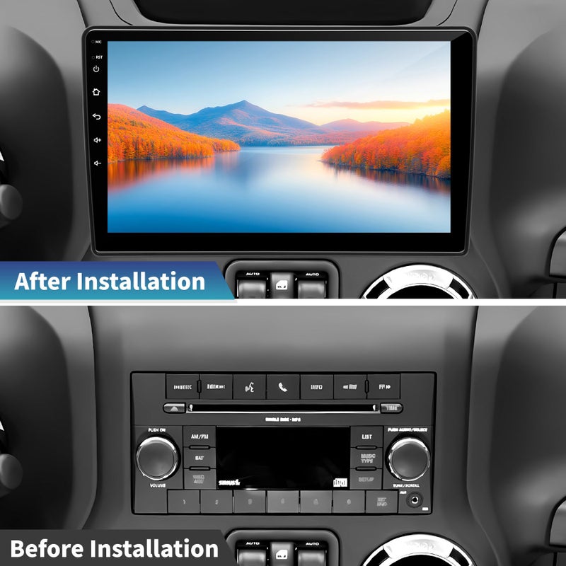 Generic Car Radio Stereo for Jeep Wrangler JK 2007-2018 Dodge Ram 1500 2500 3500 Grand Cherokee, Android 13 2G+64G with CarPlay Android Auto 10 inch Touchscreen Head Unit, GPS BT WiFi AM/FM, Rear View Camera  - Image 2