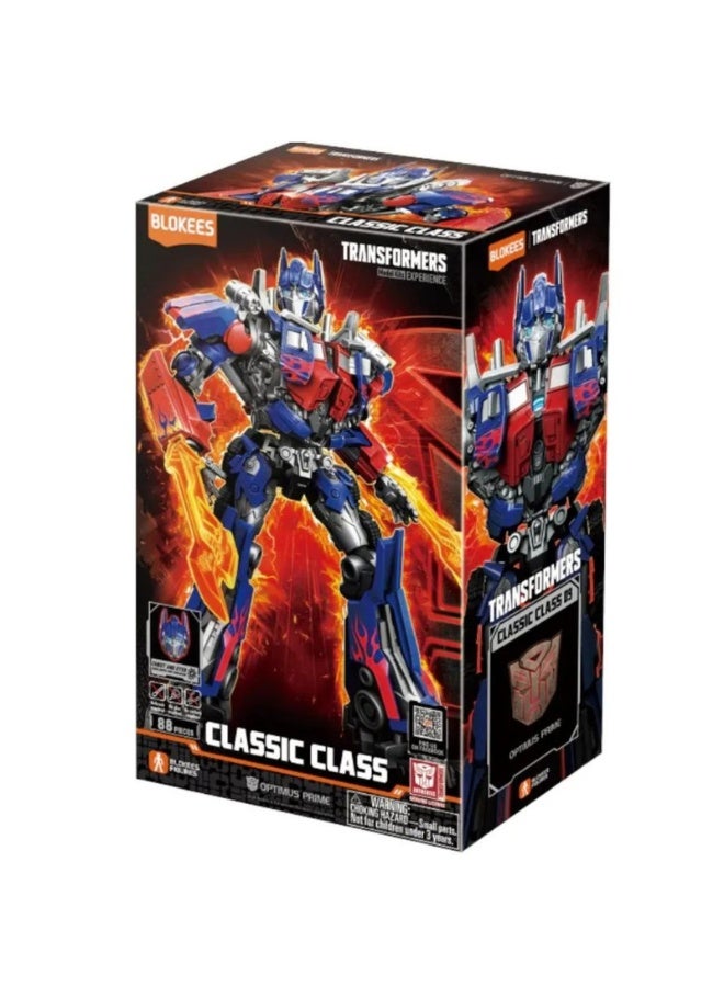 Blokees Transformers Classic Class Optimus Prime Action Figure Model Kit | 88 Pcs Construction STEM Building Toy | Poseable Robot with LED Chest & Eyes | Collectible Gift for Kids & Adults - Image 1