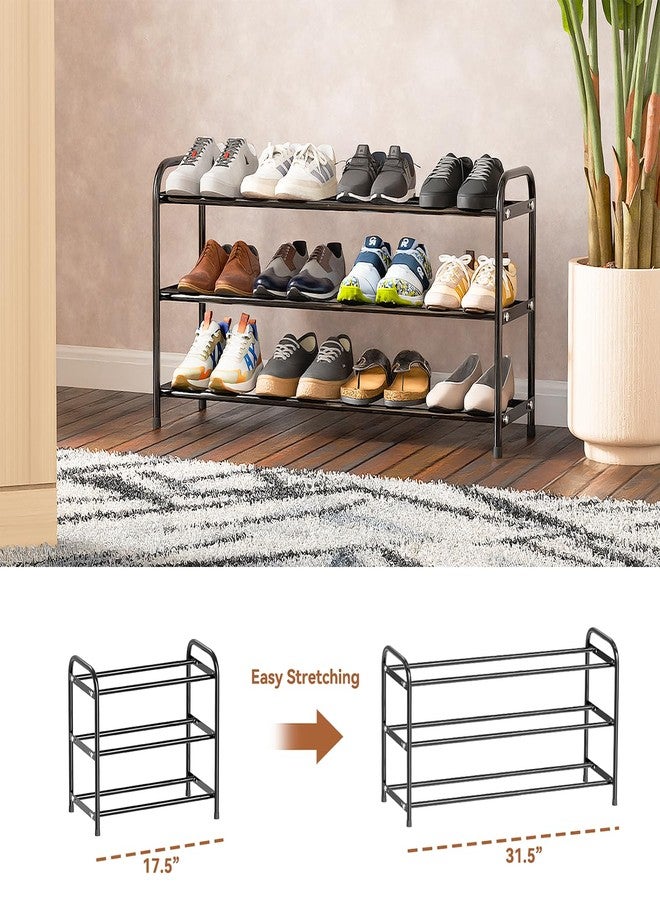SUFAUY 3 Tier Expandable Metal Shoe Rack Organizer for 16 Pairs Shoes, Black - Image 3