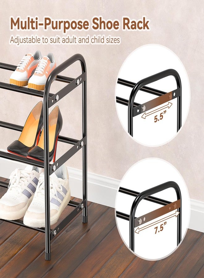 SUFAUY 3 Tier Expandable Metal Shoe Rack Organizer for 16 Pairs Shoes, Black - Image 4