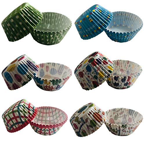 Bahoki Essentials Paper Baking Cups - Cupcake, Muffin Liners, Assorted Cake Wrappers - Great for Birthday Parties and Family Gatherings - Multi Prints - 300 Piece - Image 1