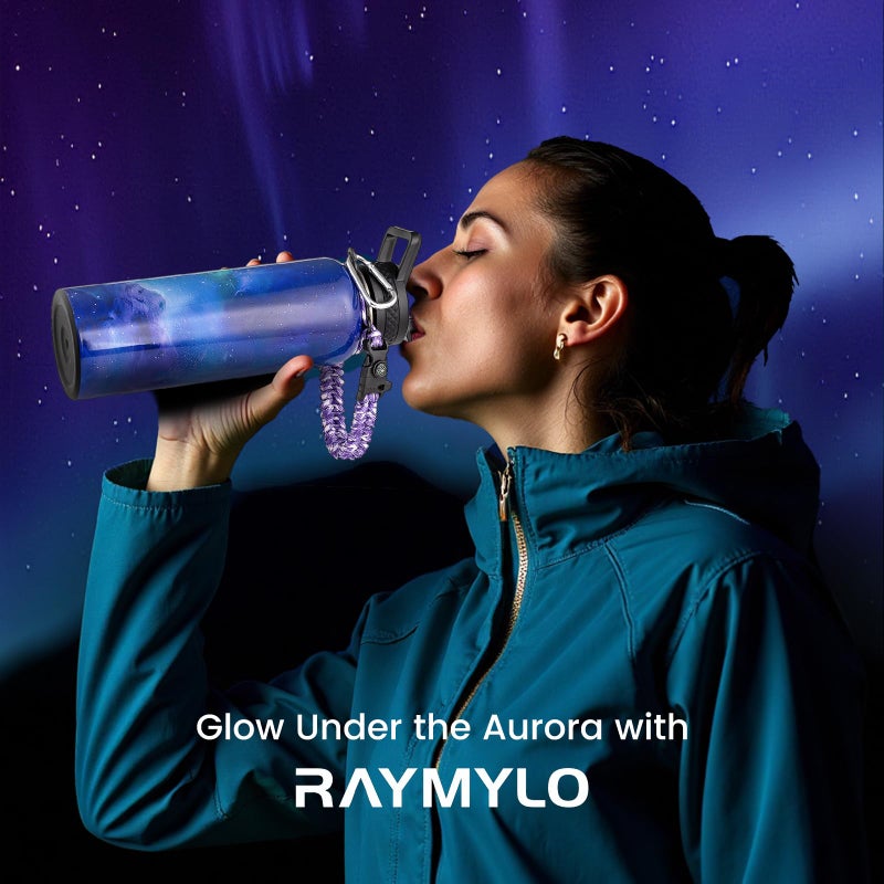 RAYMYLO 40oz Insulated Water Bottle, Triple Wall Vacuum Stainless Steel Water Bottles - Keeps Cold 48H, Reusable Metal water flask Jug for Gym, Sports, Camping, Hiking,Travel, Aurora-Purple - Image 2