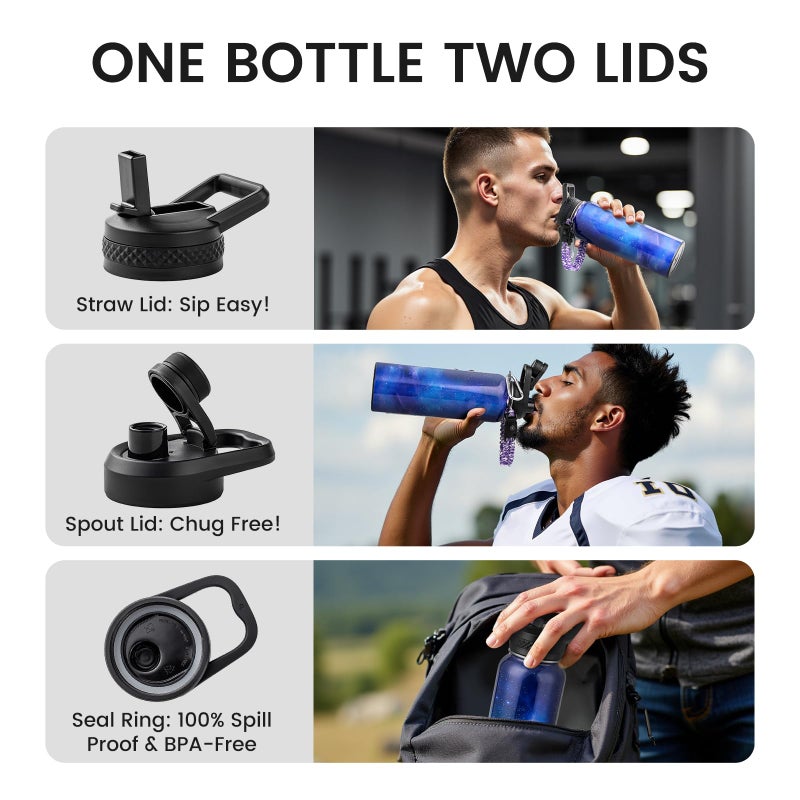 RAYMYLO 40oz Insulated Water Bottle, Triple Wall Vacuum Stainless Steel Water Bottles - Keeps Cold 48H, Reusable Metal water flask Jug for Gym, Sports, Camping, Hiking,Travel, Aurora-Purple - Image 5