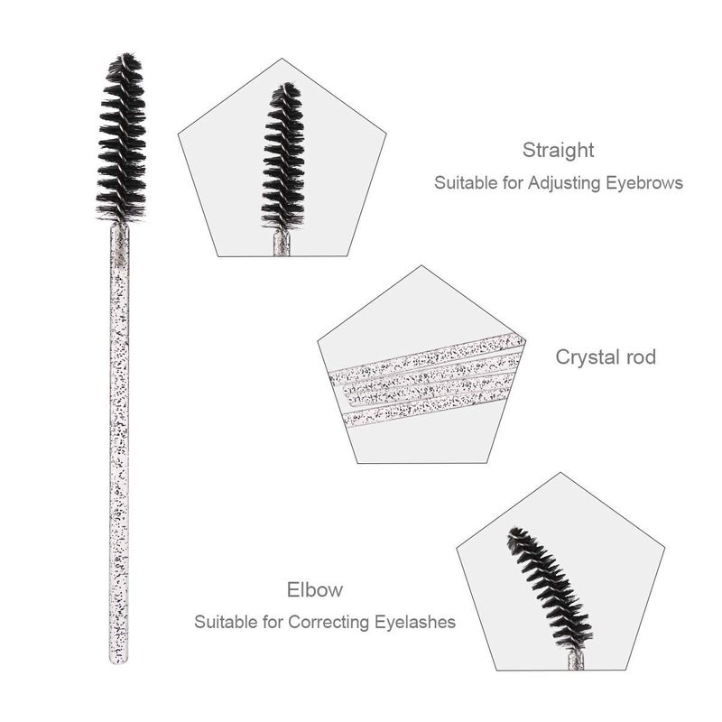 Elisel 100pcs Disposable Mascara Brushes with Container, Mascara Wands Makeup Brushes Applicators Kits for Eyelash Extensions and Eyebrow Brush (Crystal Black) - Image 4
