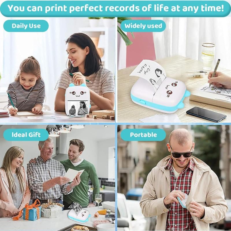 Drumstone 𝟏𝟓 𝐘𝐞𝐚𝐫𝐬 𝐆𝐮𝐚𝐫𝐚𝐧𝐭𝐞𝐞 Mini Thermal Sticker Printer, Bluetooth Wireless Portable Printer for Phones, 40mm/s Speed, 1000mAh Battery, Ideal for Notes, Study & Labels, App-Connected - Image 4