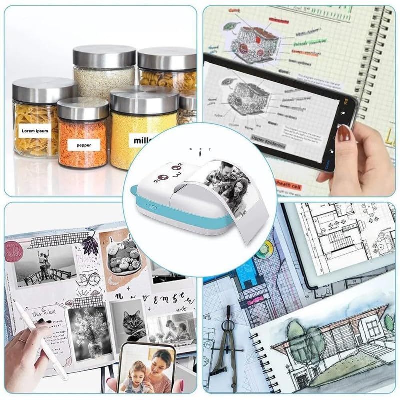Drumstone 𝟏𝟓 𝐘𝐞𝐚𝐫𝐬 𝐆𝐮𝐚𝐫𝐚𝐧𝐭𝐞𝐞 Mini Thermal Sticker Printer, Bluetooth Wireless Portable Printer for Phones, 40mm/s Speed, 1000mAh Battery, Ideal for Notes, Study & Labels, App-Connected - Image 2