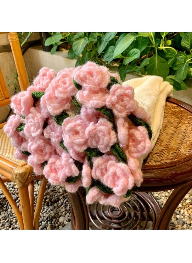 110cm/43.3in Crochet Flower Bouquet Blanket, Finished Rose Bouquet Blanket, Decoration Blanket for Home or Car , Handmade Knitted Throw Floral Blankets for Birthday Mother's Day Valentine’s Day Gift, Pink - Image 4