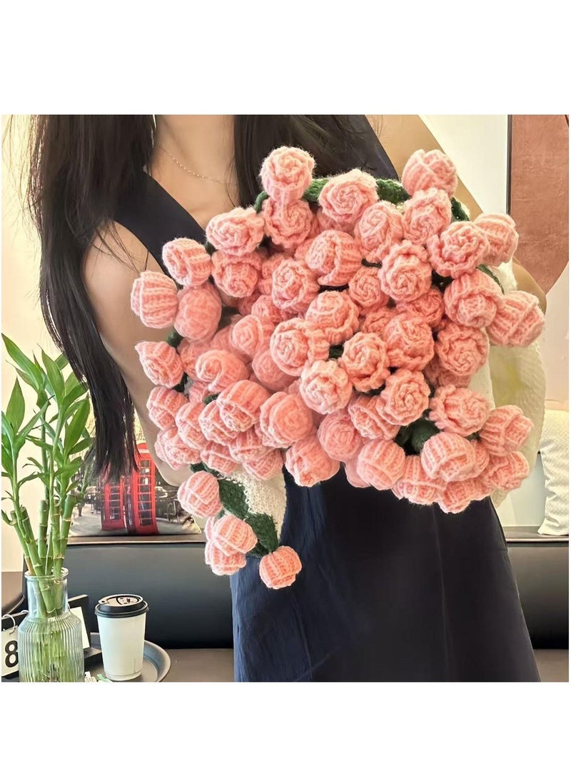 110cm/43.3in Crochet Flower Bouquet Blanket, Finished Rose Bouquet Blanket, Decoration Blanket for Home or Car , Handmade Knitted Throw Floral Blankets for Birthday Mother's Day Valentine’s Day Gift, Pink - Image 5