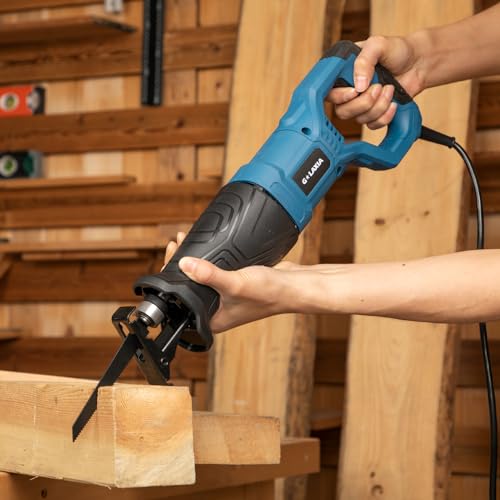 G LAXIA Reciprocating Saw Corded, 6Amp 2800RPM Variable Speed Reciprocating Saw with 4/5"(20mm) Stroke Length, 3Pcs Blades for Wood, Soft Metal, PVC Pipe Cutting - Image 3
