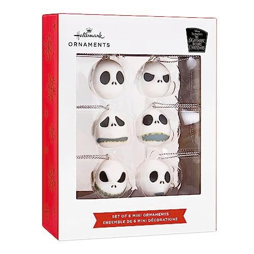 Hallmark Disney Tim Burton's The Nightmare Before Christmas Jack Skellington Heads Mini Christmas Ornaments, Shatterproof, Set of 6 - Image 3