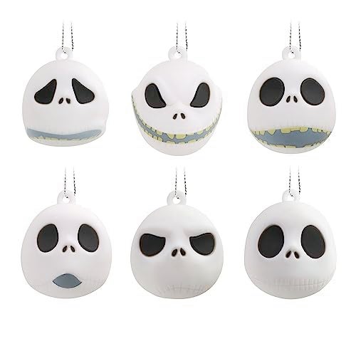 Hallmark Disney Tim Burton's The Nightmare Before Christmas Jack Skellington Heads Mini Christmas Ornaments, Shatterproof, Set of 6 - Image 1
