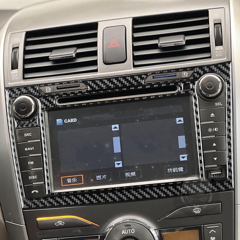 PJFUS Real Premium Carbon Fiber Car Central GPS Navigation Screen CD Player Display Panel Frame Trim Sticker Auto Interior Accessories Compatible with Toyota Corolla 2009 2010 2011 2012 2013 Black - Image 3