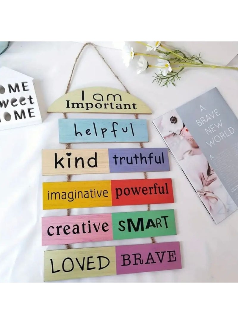 ديكور هيلز لوحات ديكور هيلز الزخرفية، لوحات جدارية خشبية متعددة الألوان تحمل اقتباسات تحفيزية، ديكور منزلي ملهم لغرفة المعيشة والمكتب وغرفة النوم والمطبخ - Image 2
