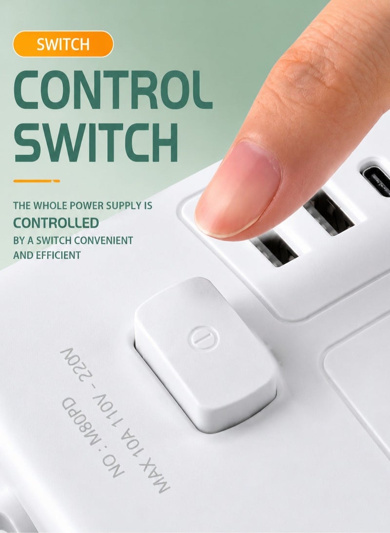 ARNOTEC موزع طاقة بمدخل بريطاني - 7 مآخذ AC + 2 USB-A + 1 منفذ Type-C | كابل بطول 2 متر | هيكل مقاوم للحريق | مفتاح رئيسي | أمان للأطفال | للاستخدام في المنزل والمكتب والمطبخ - Image 2
