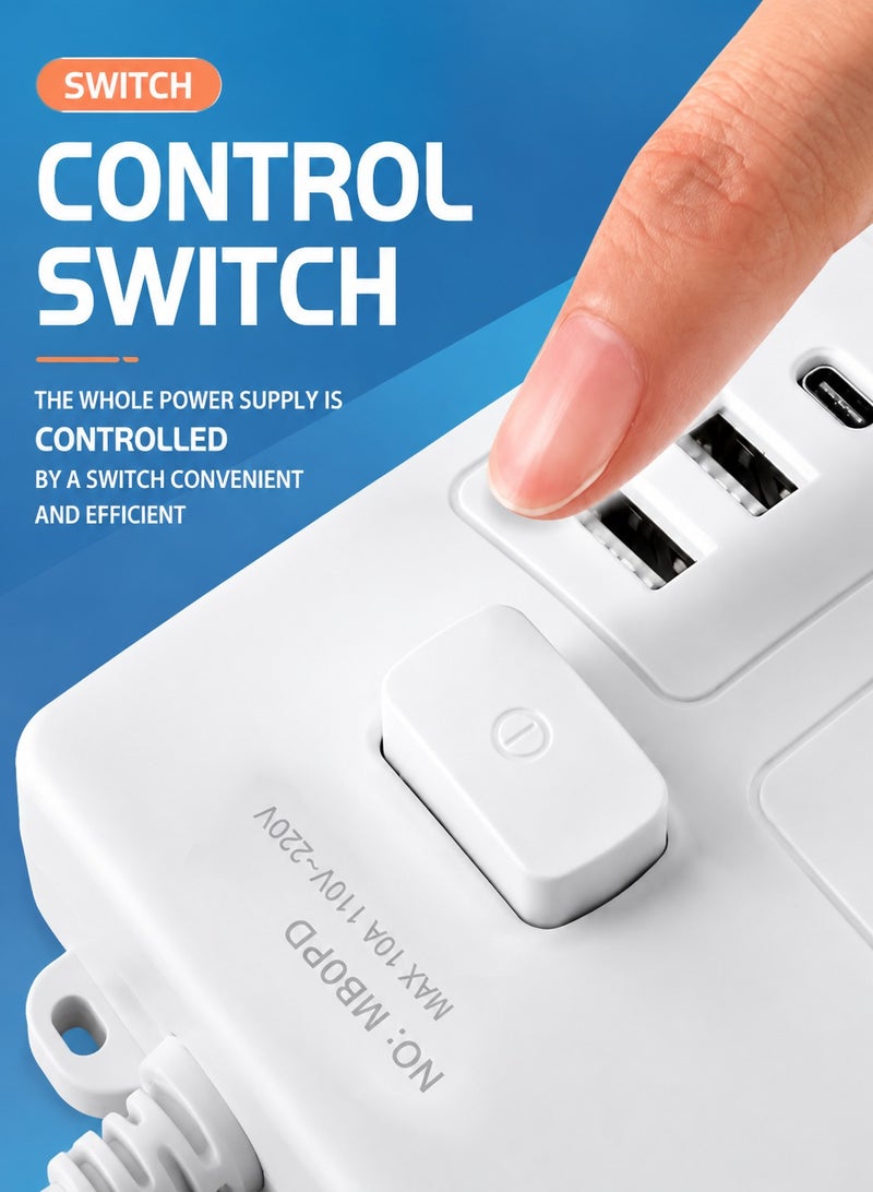 ARNOTEC موزع طاقة بمدخل بريطاني - 7 مآخذ AC + 2 USB-A + 1 منفذ Type-C | كابل بطول 2 متر | هيكل مقاوم للحريق | مفتاح رئيسي | أمان للأطفال | للاستخدام في المنزل والمكتب والمطبخ - Image 2