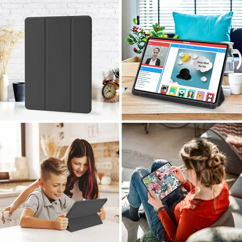 Bluepeak Black iPad 10.2 Case Compatible with iPad 9th/8th/7th Generation – Trifold Stand Protective Cover with Pencil Holder, Auto Sleep/Wake, Smart Case - Black  | Best Price UAE
