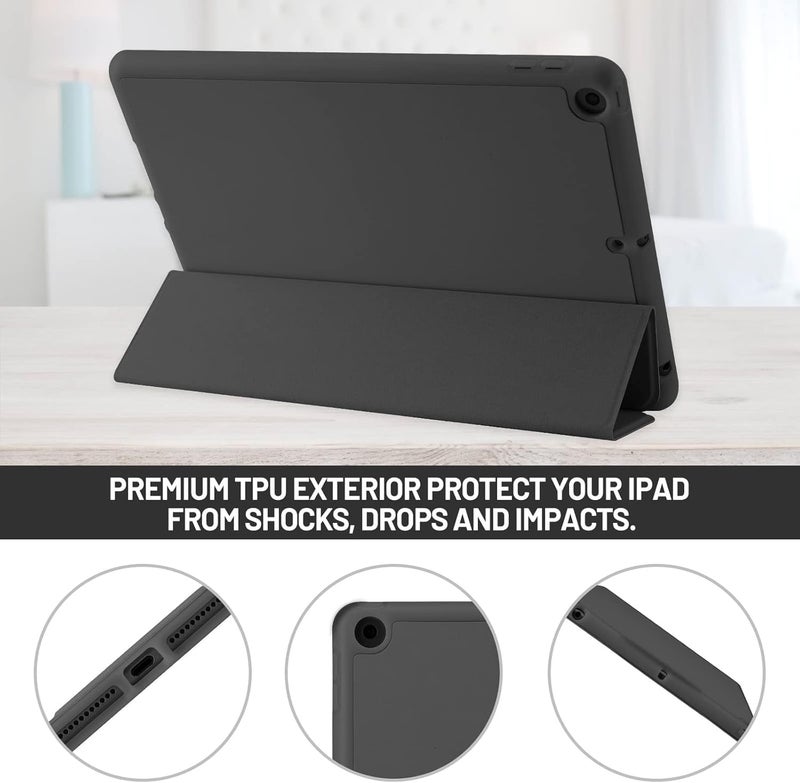 بلو بيك جراب iPad 10.2 متوافق مع الجيل التاسع/الثامن/السابع من iPad - غطاء حماية ثلاثي الطي مع حامل قلم، خاصية التشغيل/الإيقاف التلقائي، جراب ذكي - أسود - Image 5