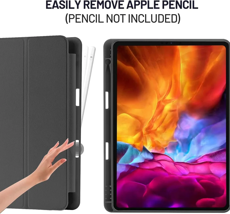 Bluepeak Black iPad 10.2 Case Compatible with iPad 9th/8th/7th Generation – Trifold Stand Protective Cover with Pencil Holder, Auto Sleep/Wake, Smart Case - Black  | Best Price UAE