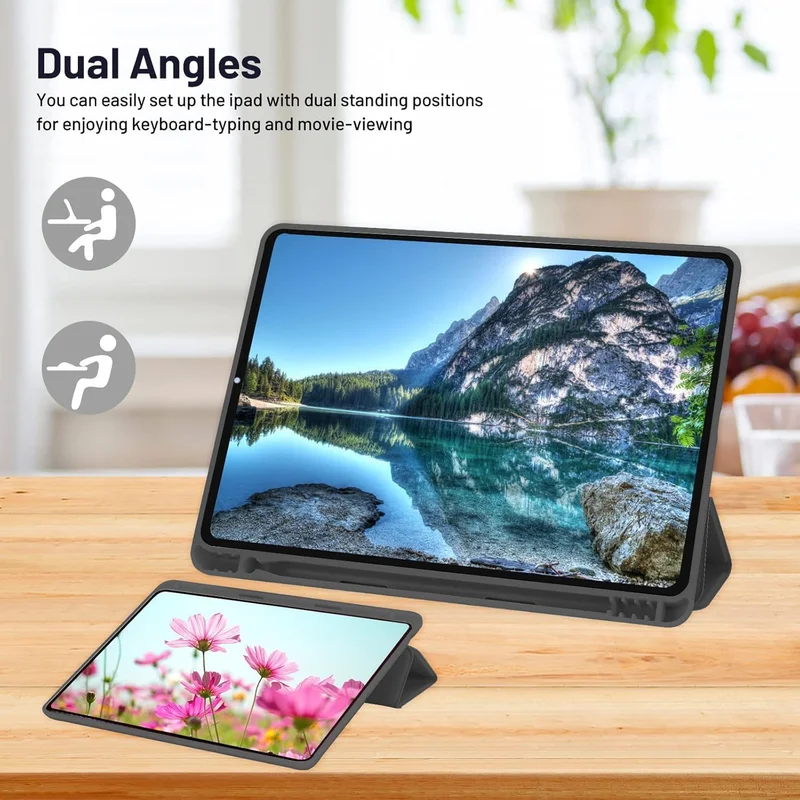 Bluepeak Black iPad 10.2 Case Compatible with iPad 9th/8th/7th Generation – Trifold Stand Protective Cover with Pencil Holder, Auto Sleep/Wake, Smart Case - Black  | Best Price UAE