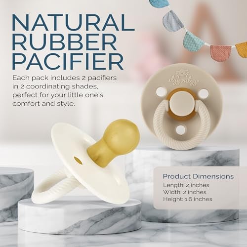 Itzy Ritzy Natural Rubber Pacifiers for Ages 0 - 6 Months, Coconut & Toast - Image 5