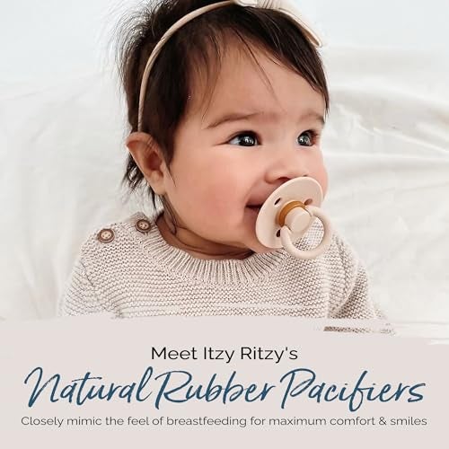 Itzy Ritzy Natural Rubber Pacifiers for Ages 0 - 6 Months, Coconut & Toast - Image 2
