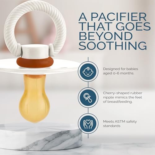 Itzy Ritzy Natural Rubber Pacifiers for Ages 0 - 6 Months, Coconut & Toast - Image 4