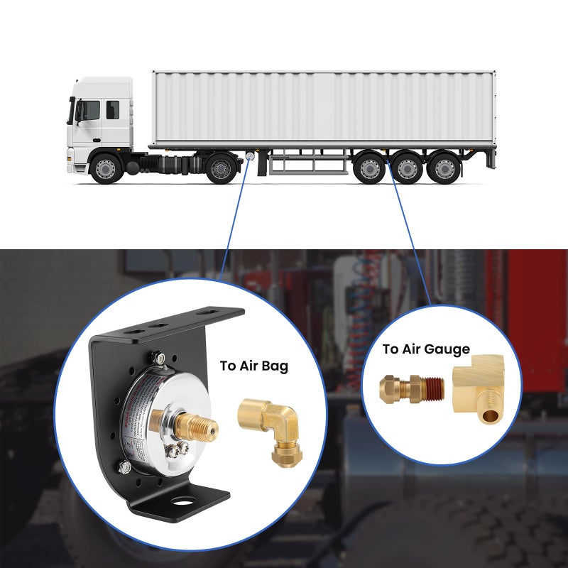 MEASUREMAN Air Pressure Gauge Kit for Semi Truck Trailer Suspension, Onboard Load Scales - Image 3