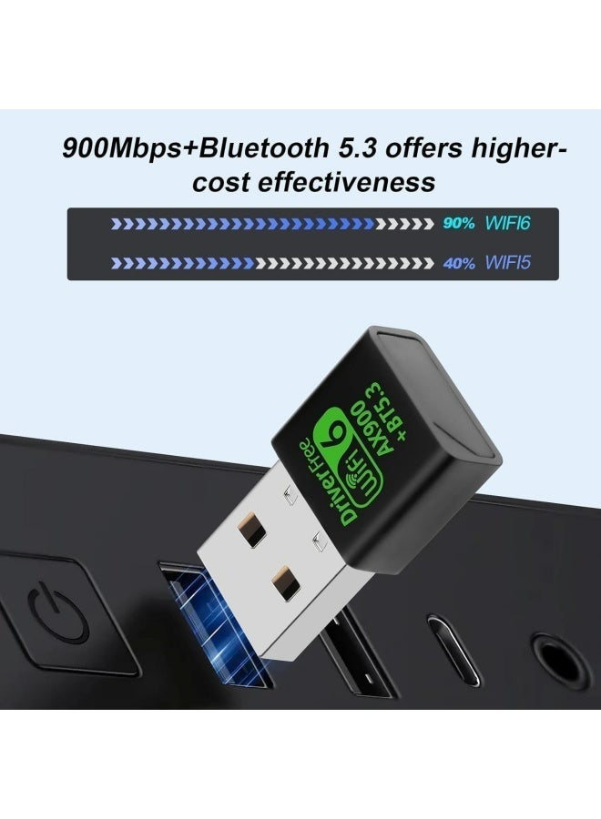 FLOWING USB WiFi Bluetooth Adapter, 900Mbps Dual Band 2.4/5Ghz Wireless Network External Receiver, Mini WiFi Dongle for PC/Laptop/Desktop - Image 4
