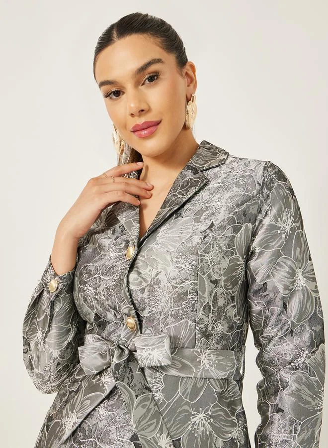 Styli Floral Jacquard Midi Dress