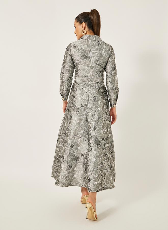 ستايلي فستان ميدي بنقشة الزهور الجاكار - Image 5