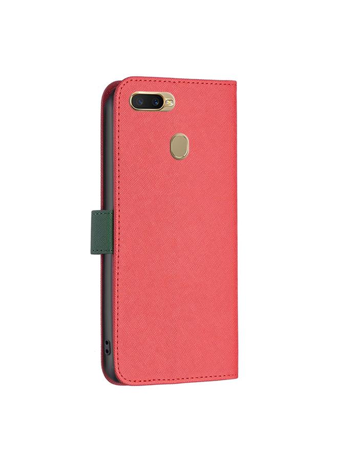 اس-توب جراب هاتف OPPO A7 BF13 مصنوع من الجلد بألوان متناسقة وملمس متقاطع - Image 3