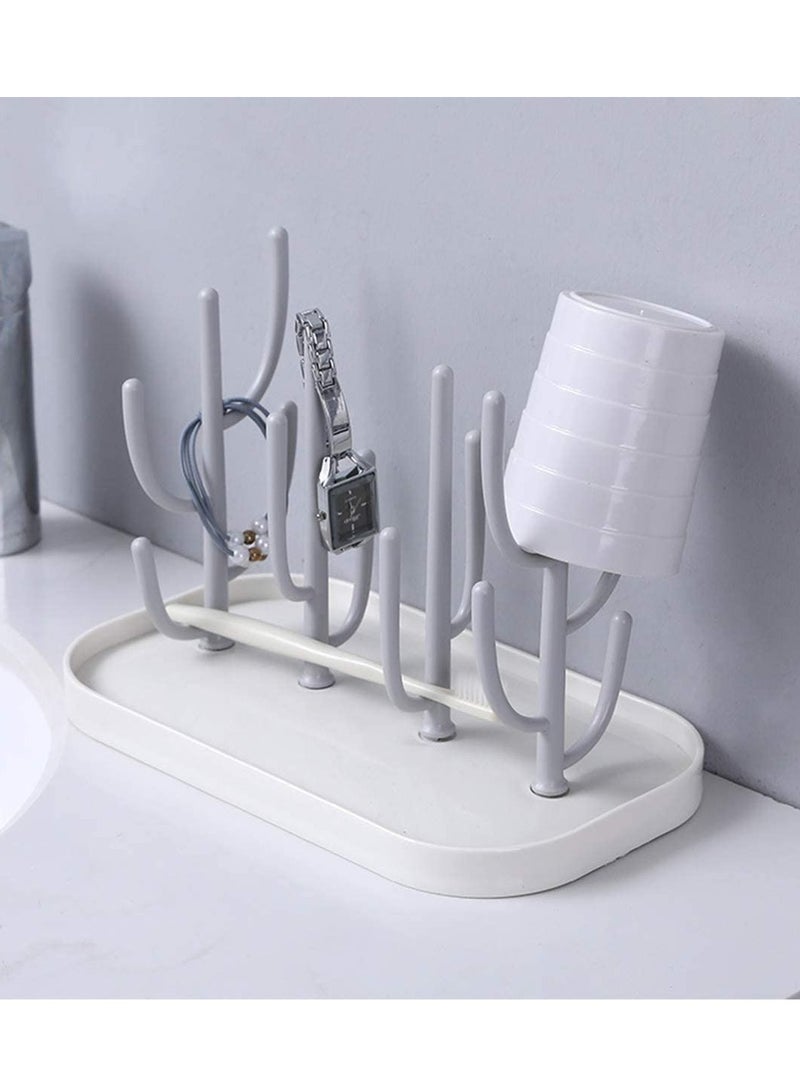 بون حامل تجفيف زجاجات التغذية والإرضاع الأطفال- رف تجفيف وتنظيم زجاجات الرضاعة بتصميم قابل للفصل-أبيض - Image 4