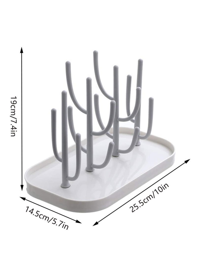بون حامل تجفيف زجاجات التغذية والإرضاع الأطفال- رف تجفيف وتنظيم زجاجات الرضاعة بتصميم قابل للفصل-أبيض - Image 5