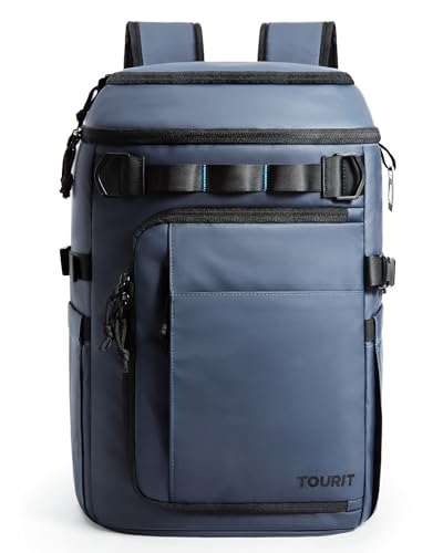 TOURIT 38 Cans Backpack Cooler Leak Proof Waterproof 2 Insulated Compartments Soft Cooler Bag Beach Travel Camping Picnic Navy Blue - Image 1