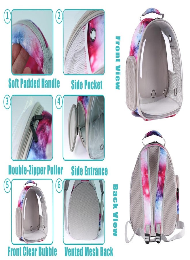 Pimoka Bunny Carrier Backpack with Space Capsule Clear Bubble Window - Portable Small Animal Backpack Travel Pet Carrier Galaxy for Guinea Pig Rabbit Bearded Dragon Rat Lizard Hamster (Galaxy Pink) - Image 3