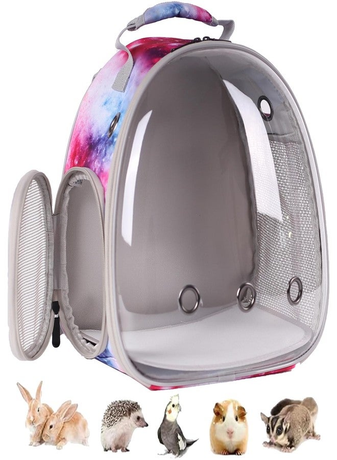 Pimoka Bunny Carrier Backpack with Space Capsule Clear Bubble Window - Portable Small Animal Backpack Travel Pet Carrier Galaxy for Guinea Pig Rabbit Bearded Dragon Rat Lizard Hamster (Galaxy Pink) - Image 1