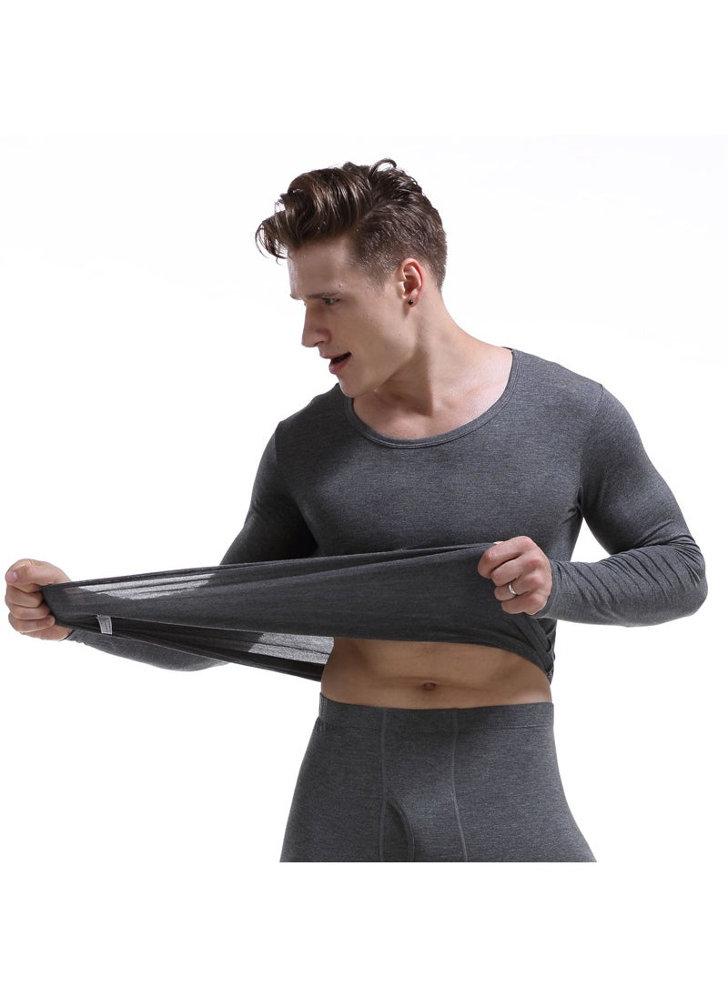Generic - Men Autumn Thin Base Layer Top Long Sleeve Round Neck Basic Warm Underwear Cotton Wool Shirt Line Clothes Royal Blue - Image 1