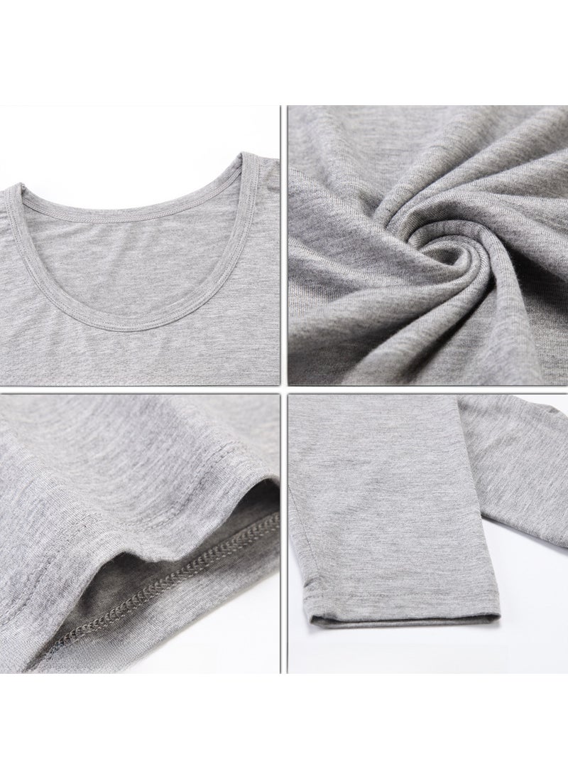 Generic - Men Autumn Thin Base Layer Top Long Sleeve Round Neck Basic Warm Underwear Cotton Wool Shirt Line Clothes Royal Blue - Image 1
