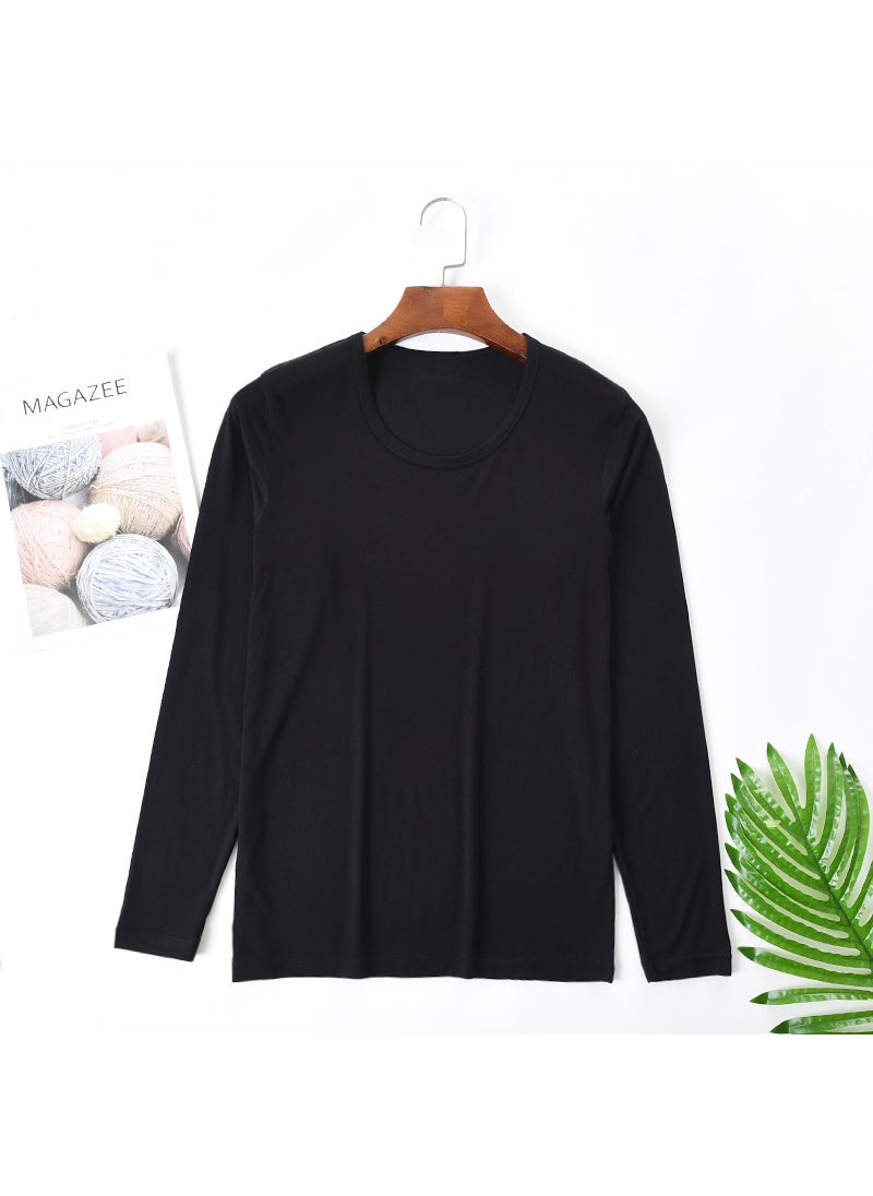 Generic - Men Autumn Thin Base Layer Top Long Sleeve Round Neck Basic Warm Underwear Cotton Wool Shirt Line Clothes Royal Blue - Image 1