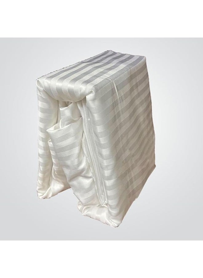 QBED Elastic Striped Sheet Set of 3 Dark White  - Image 1